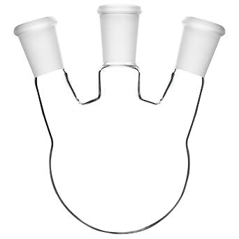 XCD Borosilicate Glass 3-Neck Round Bottom Boiling Flask with 24/40 Center and Side Standard Taper Outer Joint, Heavy Wall, 500 ml