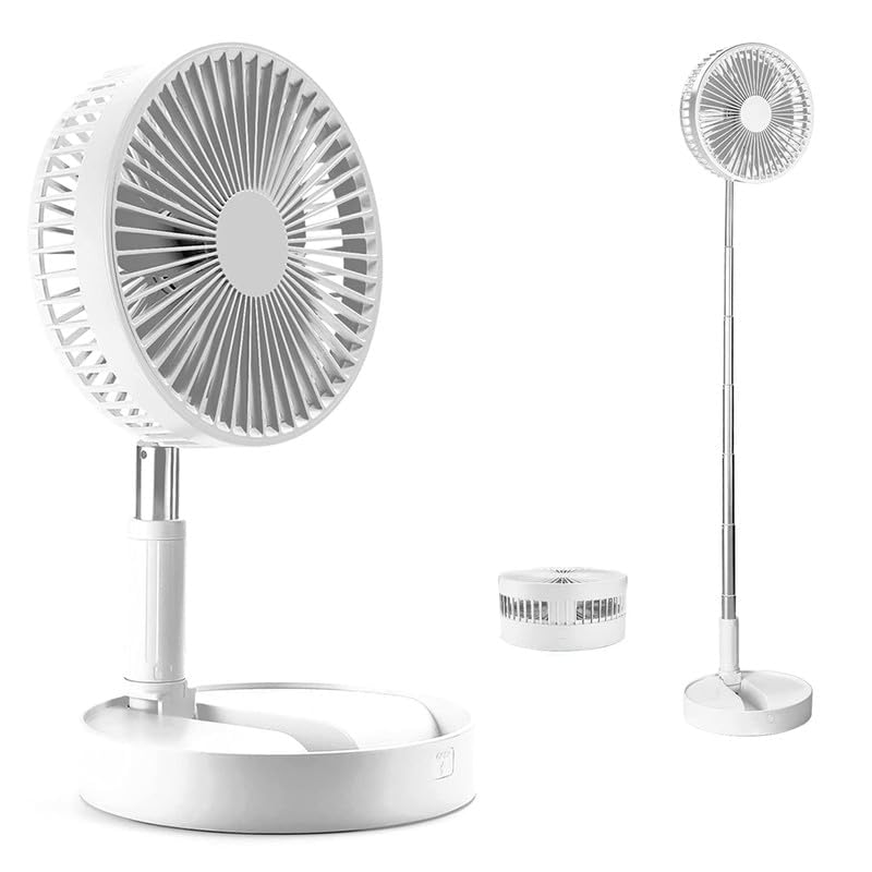 Mabron 4 in 1 Desktop & Pedestal Fan with Bluetooth speaker, Air Circulator Fan Portable Travel Mini Fans Battery Operated, Adjustable Height, 3 Speed Settings_M14
