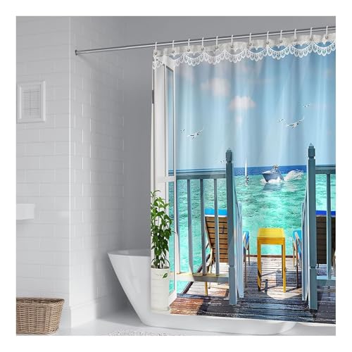 Rideau de douche imperméable contre les moisissures en textile lavable - 2