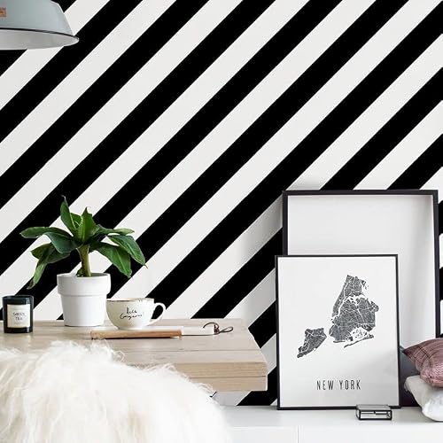 Xinobo Stripe Black And White Contact Paper Peel And Stick Wallpaper Self-Adhesive Removable Wallpaper For Living Room Bedroom Countertop Shelf Drawer Decor 17.71"×118" (17.71X118, Black And White) #TOP2