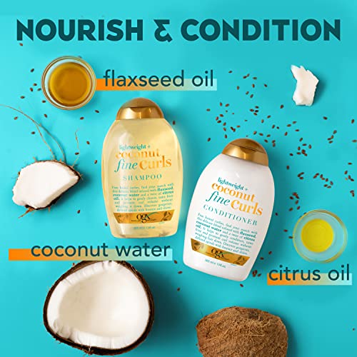 Ogx Lightweight + Coconut Fine Curls Conditioner, Lightweight, Coconut Water Conditioner, 13 Fl Oz #TOP3