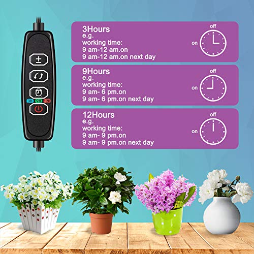 Grow Lights For Indoor Plants Growing, 6500K White Led Grow Light Lamp, 9 Dimmable Settings, Plant Growth Lamp For Indoor Plants With White Spectrum, Adjustable Gooseneck, 3/9/12H Timer (Silver) #TOP2