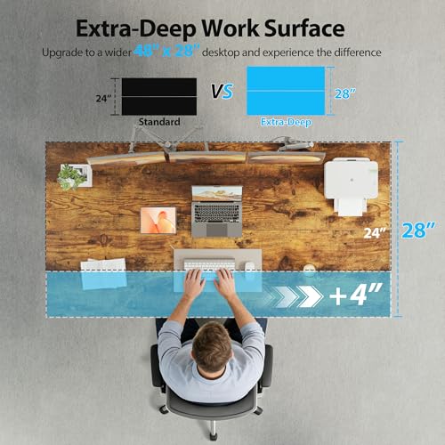 Image of Agilestic Electric Standing Desk, 48 x 28 Inches Height Adjustable Desk, Sit Stand up for Work Office Home, Ergonomic Rising Computer Table with Memory Preset, Rustic Brown