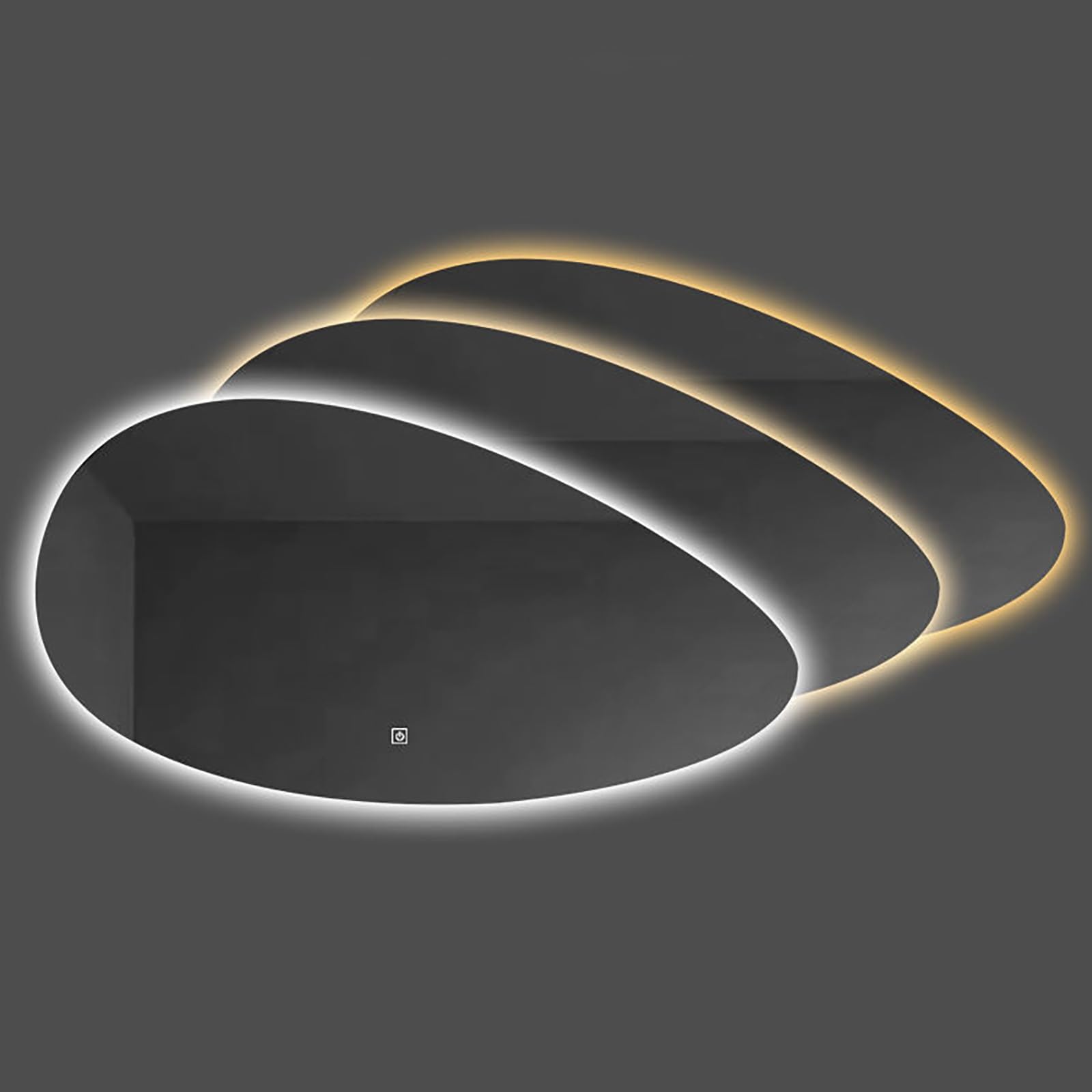 FGXHHS Asymmetric LED Wall Mounted Backlit Illuminated Vanity 3-Color Dimmable Touch Sensor Switch, 50x80cm Hanging Decor for Mount Use