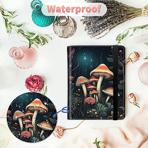 Image of Mushroom 4x6 Inch Photo Album with 120 Pockets, Faux Leather Cover, Strong Elastic Band, Transparent Pages for Accommodating Photos