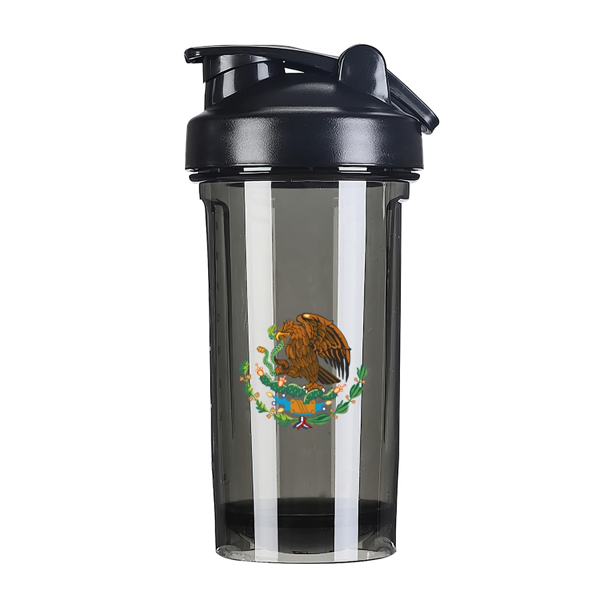 Mexican Mexico Flag 18 Ounce Shaker Bottle Drink Mixer Leak-proof Pre Workout Protein Shakes Meal Replacement Shakes Bottles 500ML/18 Oz Black