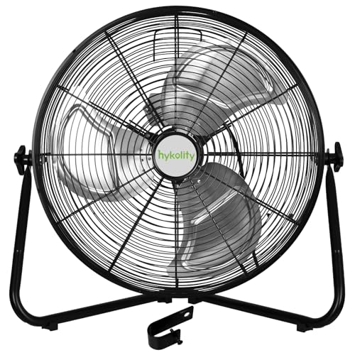 hykolity 20" High Velocity Floor Fan, 3-Speed 4650 CFM Heavy Duty Industrial Metal Shop Fan with Wall-Mounting System, Ideal for Commercial, Garage, Greenhouse and Gym