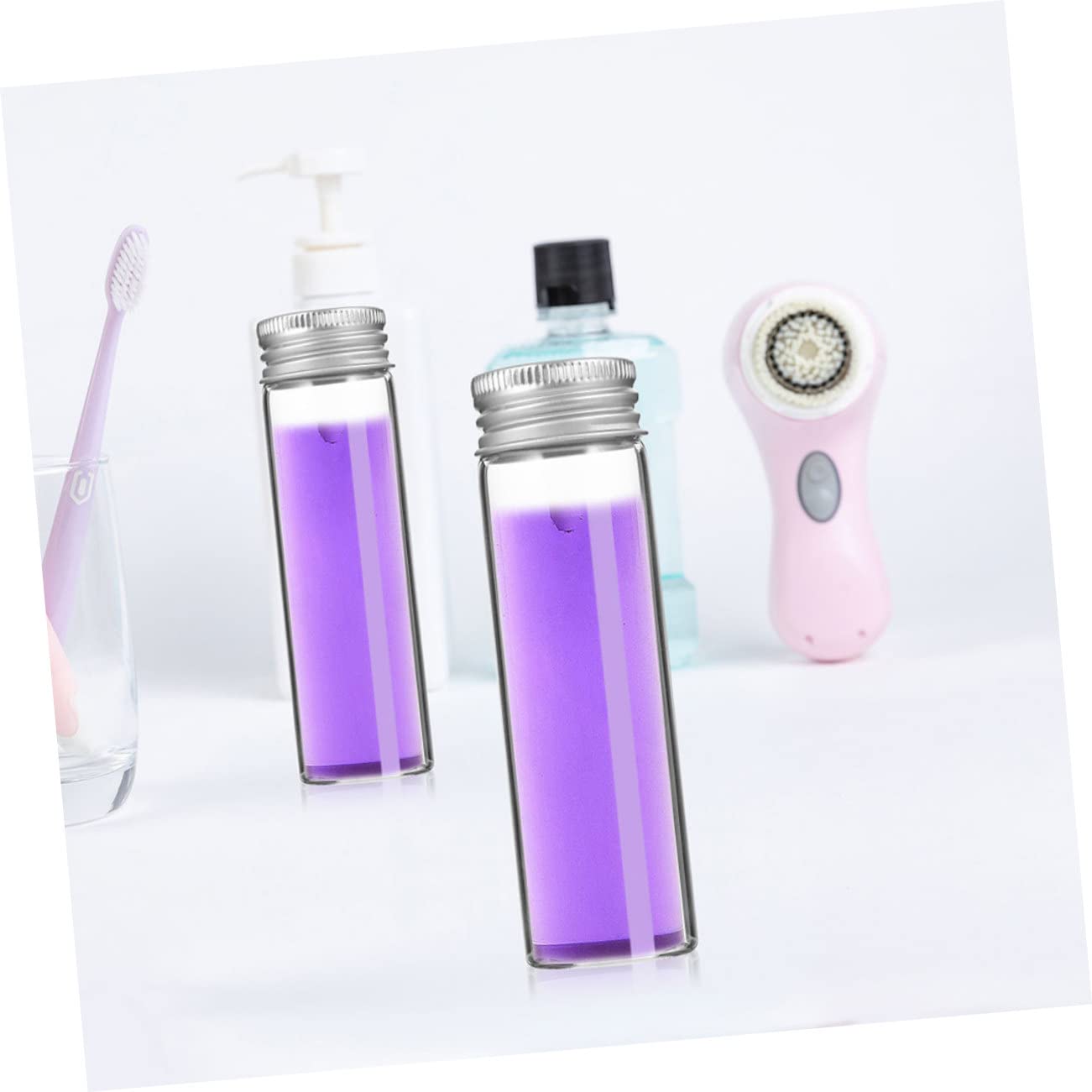 COLLBATH 10pcs Glass Bottle Scientific Test Tube Transparent Container Dispensing Bottles Test Tube Vials Cosmetics Bottle Test Tubes Spice Containers Refillable Empty Bottles Aluminum