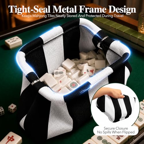 Ulvheti Mahjong Tile Bag for Women, 11.81 x 6.30 x 3.94 inches (Black and White, Thick Lines) — view 3