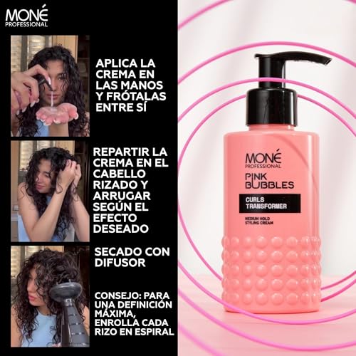 MONÉ PROFESSIONAL - Activador de Rizos y Ondas - Crema para Definir Rizos Suaves y Voluminosos - Controla el Encrespamiento - Apto Método Curly - 150 ml - imagen 6