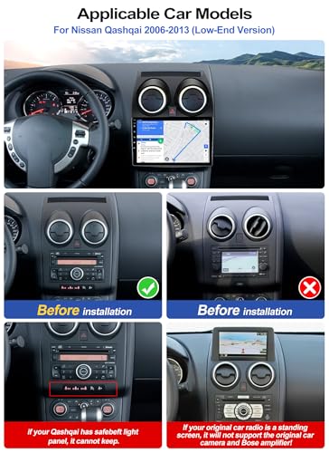 CAMECHO 2G+64G Android 13 Car Stereo for Nissan Qashqai J10 2006-2013 with Wireless CarPlay Android Auto, 9" Touch Screen Car Radio with WiFi GPS Mirror Link Bluetooth EQ FM RDS SWC HD Backup Camera - Image 2