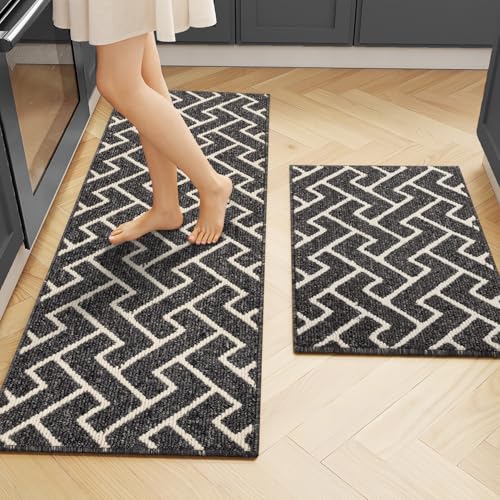 Image of hicorfe Kitchen Runner Rug,20 inchx48 inch+20 inchx32 inch Kitchen Set,Non-Slip Kitchen Mat