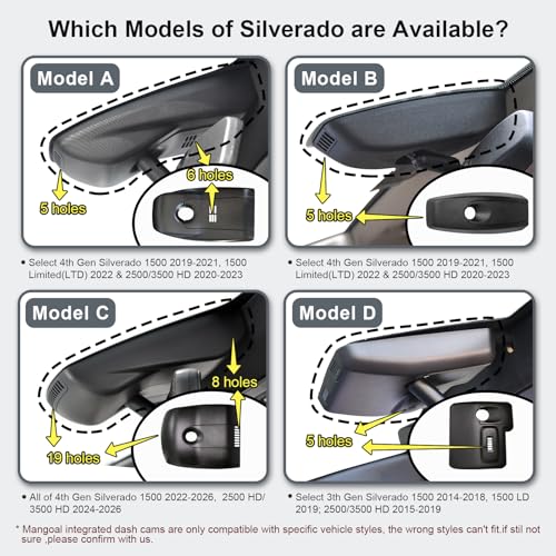 Mangoal 4K Dash Cam fit for Chevy Silverado 1500 2022-2026 2500 HD/3500 HD 2024 2025 2026(Model C), WT RST LTZ Custom Trail Boss High Country ZR2, 2160P Video, WiFi & APP, 64GB Card by mangoal - Image 2
