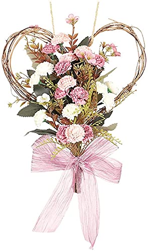 Fête des Mères couronne de porte rose artificielle cœur YZCIS