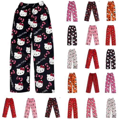 Pantalon Pyjama Femme Homme Enfant - Flanelle Bas de Pyjama Polaire Chaud Doux et Confort Anime Cartoon Y2K Kawaii Décontracté la Maison Loungewear Pants Vêtements de Nuit Pantalons de Pyjamas