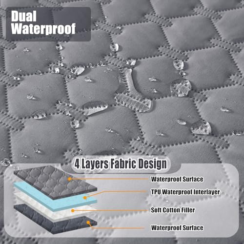 Smiry Waterproof Dog Bed Cover Blanket, Soft Reversible Pet Blanket, Washable Leakproof Cats Dogs Couch Cover for Sofa, Couch, Furniture, Plaid (30x70 Inch, Grey/Dark Grey) image 2