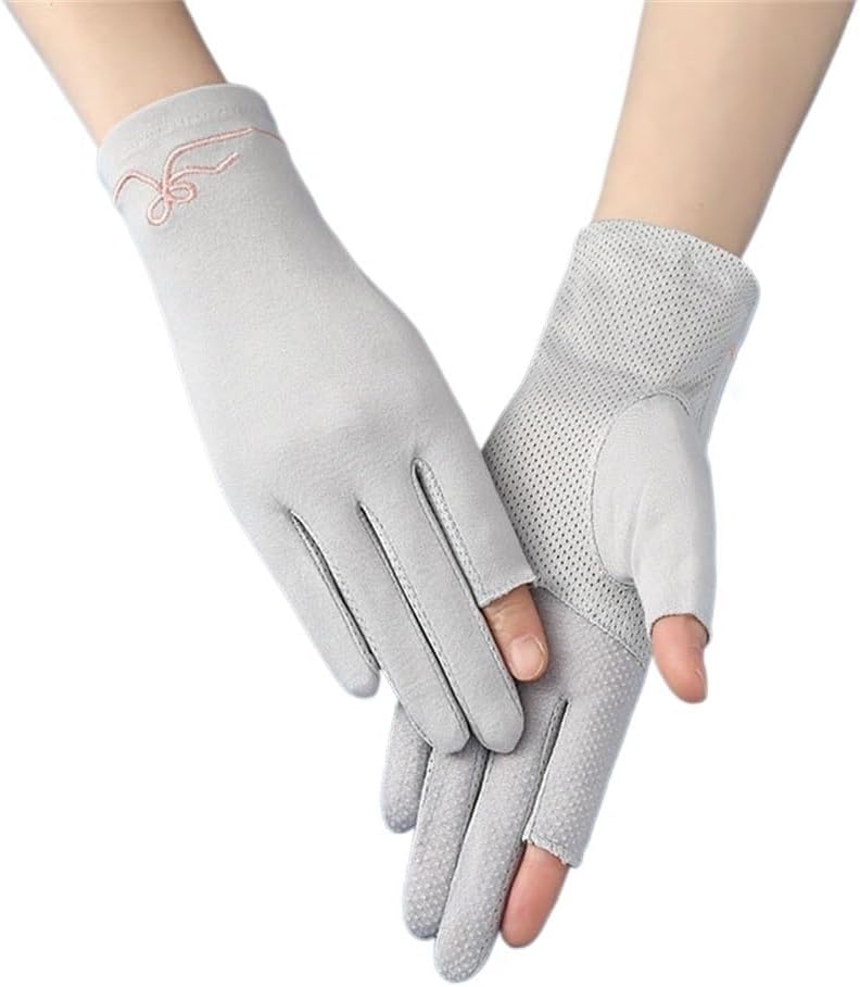 JSEIAJB Finger Sunscreen Gloves for Women's Thin Driving Breathable Half Finger Gloves