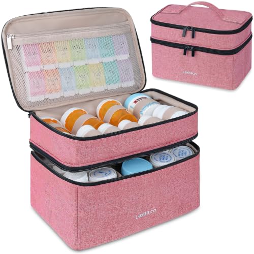 Image of Lexeeco Dual Layers Medicine Pill Bottle Organizer Bag with Lockable Zipper