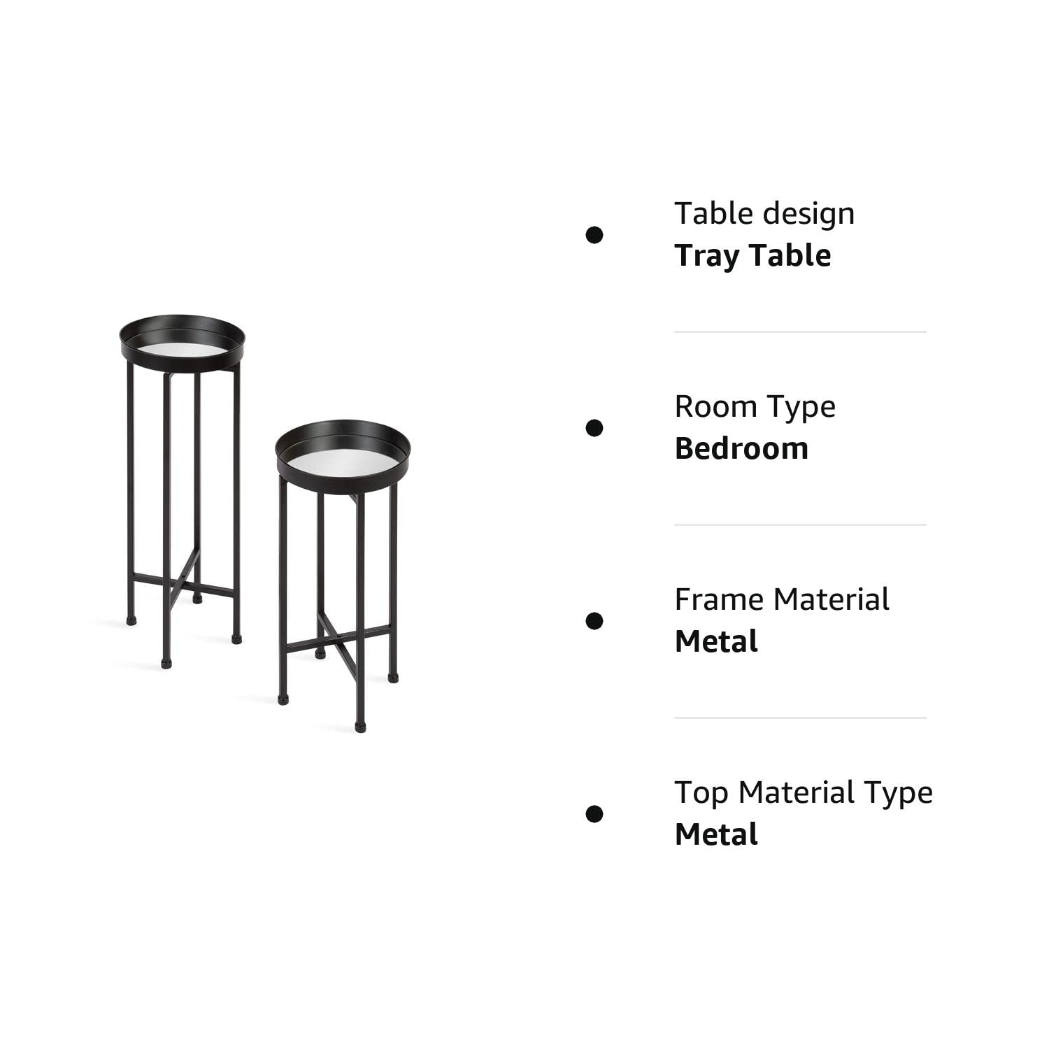 Kate and Laurel Celia Modern Side Table, Set of 2, Black, Sophisticated Metal End Tables for Storage and Display