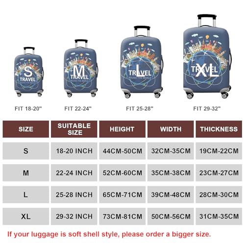Image of WUJIAONIAO Travel Luggage Cover Spandex Suitcase Protector Washable Baggage Covers (S (for 18-20 inch luggage), TRAVEL)