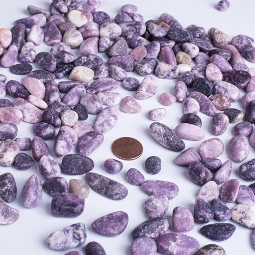 Image of Polished Lepidolite Crystal Bulk - 0.5 inch Colorful Tumbled Stone Chips Rocks, 10 oz Crushed Sea Glass Vase Filler Small Stones for Healing, Reiki, Crafting, Home Decor