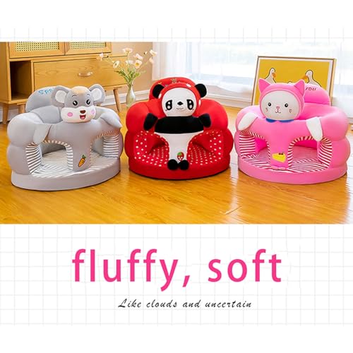 Image of Baby Seat Baby Sit up Chair Cartoon Animals Plush Sofa Seat Toddler Baby Learn to Sit up Chair Sofa Washable Cover for Back Head Support Sitting Infant Seat