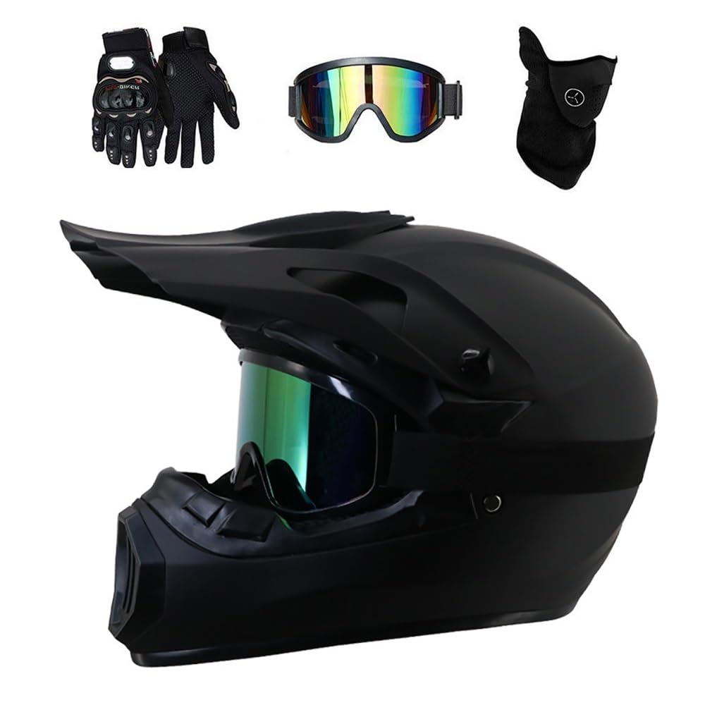 Integral MTB Casco de Motocross, con Gafas Guantes Mascarilla, Juventud Niño Doble Deporte ATV Scooter Moto Casco, Cuesta Abajo Quad Dirt Bike Enduro Chocar Cascos