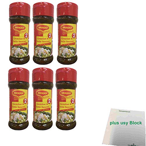 Maggi Würzmischung Nr. 2 Gemüse & helle Saucen 6er Pack (6x78g Glas) + usy Block