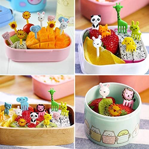 Fellibay Mini Forks and Skewers for Food Fruit Cake Party Supplies Cartoon Animals Type 20pcs