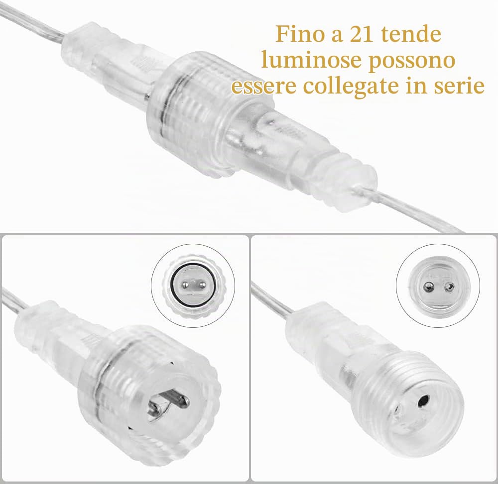 Avoalre Tenda Luminosa Natale Stelle 138 LED 2M Luci Natale Stelle 8 Modalità IP44 Impermeabilità Funzioni Memoria e Tandem Tenda Luminosa per Interno Esterno Casa Festa, Bianco Caldo