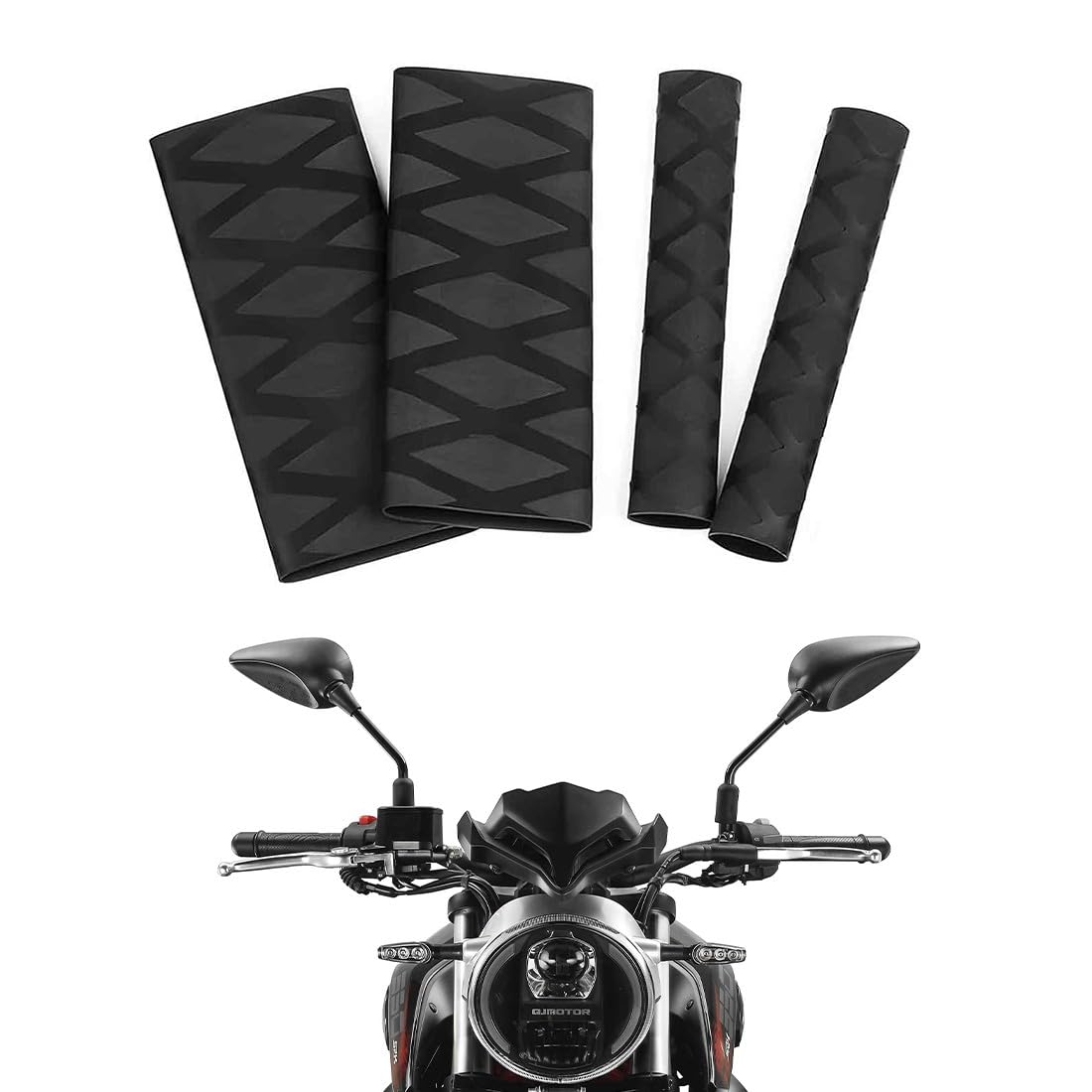 4 Pezzi Copri Manopole Moto, Coprimanopole Moto R1200GS R1250GS F850GS F800GS Copertura Universale Termorestringente per manopole originali e comandi riscaldati(nero)