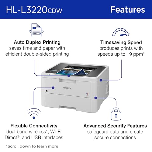 undefined Brother HLL3220CDW Wireless Compact Color Laser Printer, Duplex and Mobile Device Printing | Includes 2 Month Refresh Subscription Trial¹, Amazon Dash Replenishment Ready (Renewed Premium) の商品画像 2