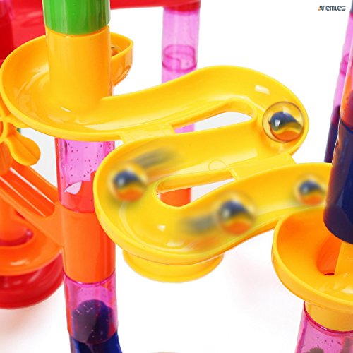 Memtes Marble Run Toy Race Coaster 105 Piece Set, Educational Construction Maze Building Blocks Learning Toy, Included with 2 Silk Bags