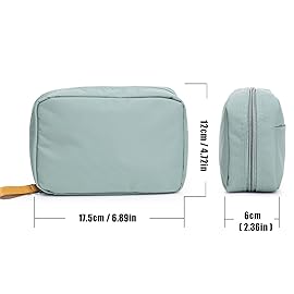 Hekyip Rectangular Beauty Bag, Small Travel Makeup Bag for Purse, Portable Waterproof Cosmetic Pouch for Ladies Women (Rectangular Mint Blue)