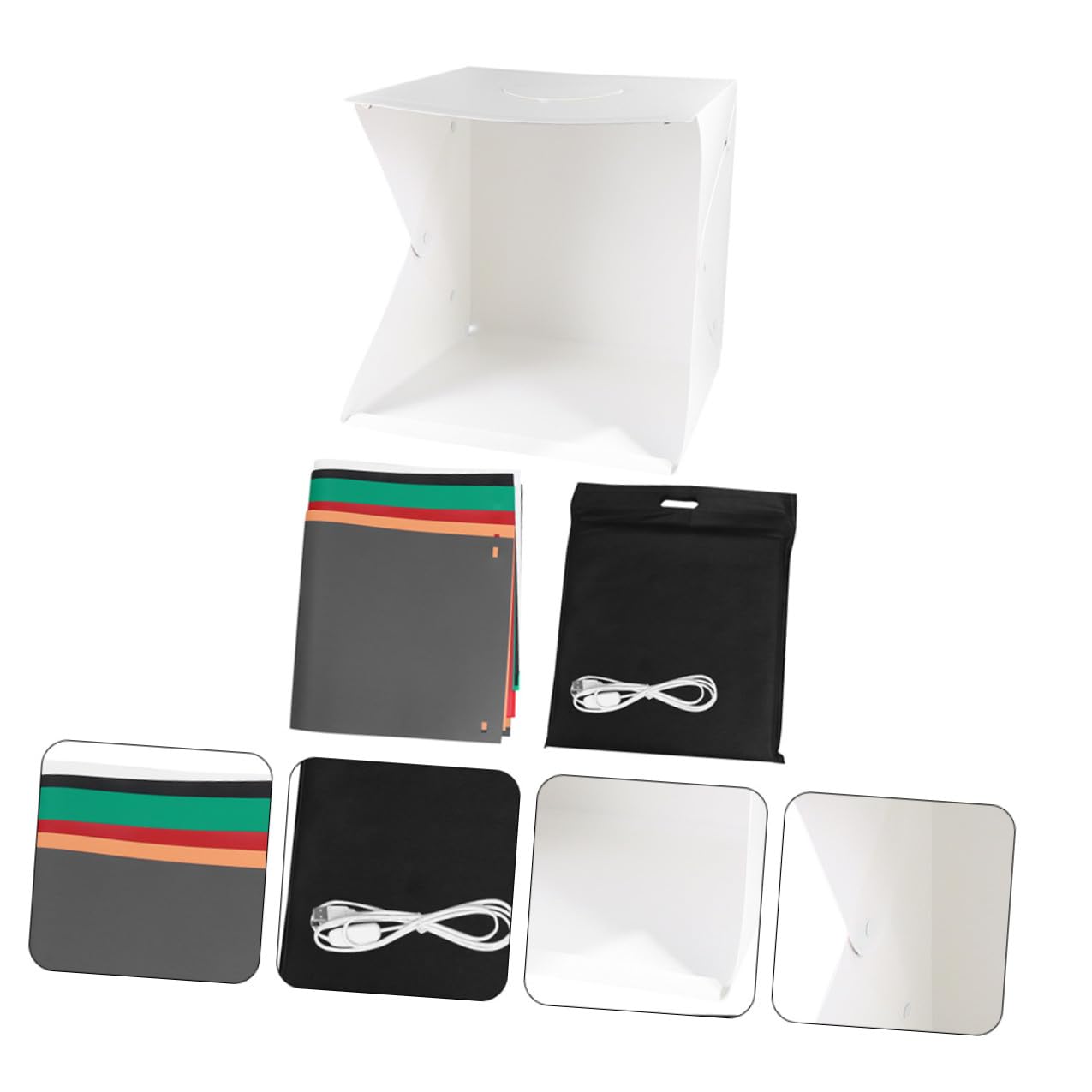 ABOOFAN Mini Boîte Photo Portable 40cm Lumière LED Intégrée, Tente de Photographie Pliable en PVC et Polyester pour Éclairage Précis