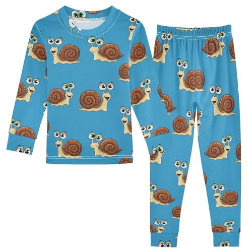 Pajama Sets Long Sleeve Cute Snails Cartoon Pattern Soft Comfy Sleepwear 2 Piece PJS 3-8T