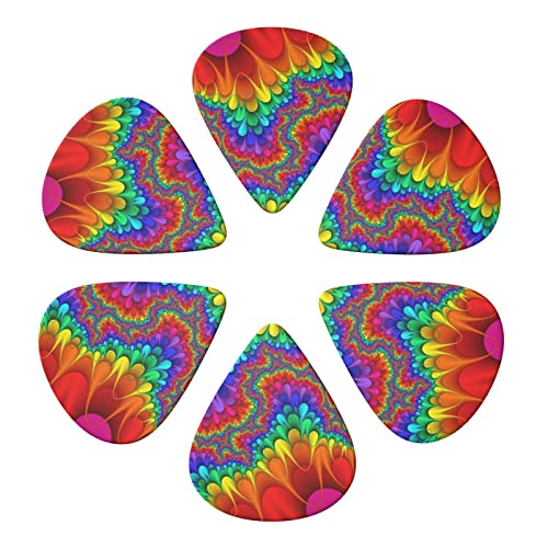 Rainbow Tie Dye Lot de 6 médiators pour guitare acoustique, guitare électrique, basse, ukulélé – fins, moyens et épais. - Les Beatles, Paul McCartney, John Lennon, RIngo Starr, George Harrison Rainbow Tie Dye Lot de 6 médiators pour guitare acoustique, guitare électrique, basse, ukulélé – fins, moyens et épais. – Image 5