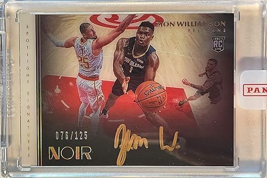 2019-20 Panini NOIR ZION WILLIAMSON Rookie Basketball Card - AUTHENTIC On Card Autograph SPOTLIGHT SIGNATURES Serial# 76125 - New Orleans Pelicans -