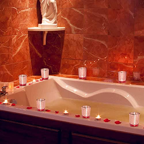 Volens Rose Gold Votive Candle Holders Set Of 12, Mercury Glass Tealight Candle Holder Bulk For Wedding Decor And Home Decor #TOP4