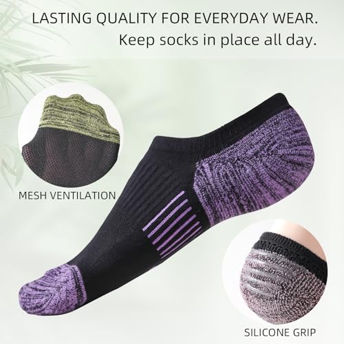Image of EPEIUS Thick No Show Socks for Women Athletic Ankle Socks Cushioned Running Low Cut Non Slip Footies 3 /6 Pairs