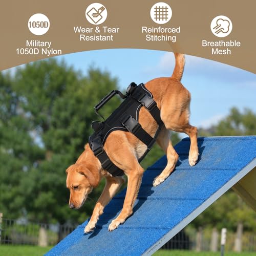 Mapille Hundegeschirr mit Leine,Hundegeschirr mit Griff,mit 3 Griffe und 3 D-Ringen,Reflektierend Atmungsaktiv,Brustgeschirr Hund,für Mittelgroße Große Hunde(M)