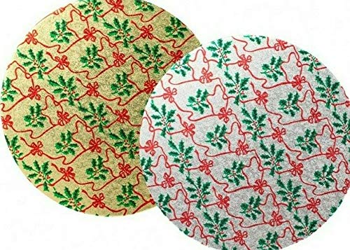 TRTO Round Christmas Cake Board Base Card 8"-12" Gold/ Silver Easy To Use