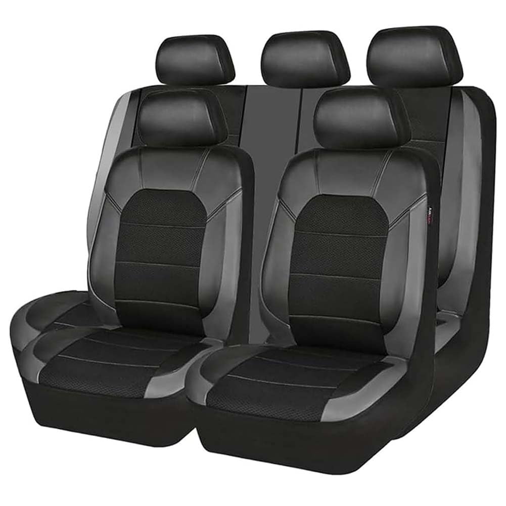 Set Coprisedili Auto per Suzuki Swift 2016-2026, Coprisedili in Pelle E Tessuto Traspiranti Sedili Protezion Coprisedile Antiscivolo Interni Accessori,A/Black-Grey-5 Seats