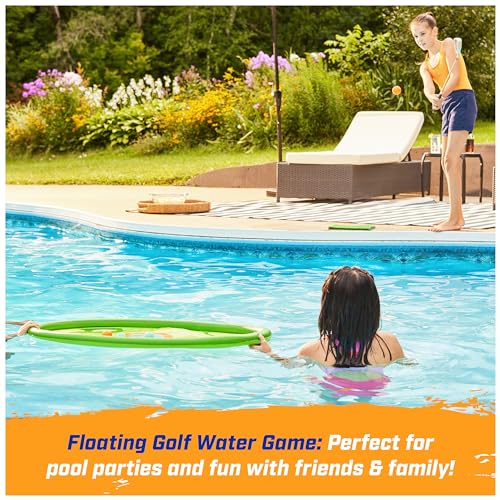 SwimWays Hydro Golf, Pool Toys for Kids and Adults, Floating Swimming Pool Game with Golf Balls and Chipping Green, Outdoor Toys for Kids Aged 5 & Up