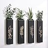Wood Wall Planter Farmhouse 4 Pack Indoor Pocket Wall Vases Decor for Living Room Bedroom Dried Flowers Faux Greenery Plants Black