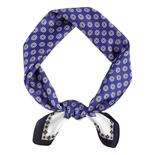 GERINLY Vintage Silk Feel Square Scarf for Men Satin Bandana Tiny Pattern Print Neckerchief Geometry Head Scarf