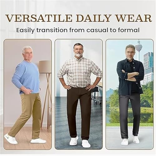 Elitejoe Mens Pants, Caracomfy Pants, Stridecomfy - Men's Stretch Khaki Pants, Elastic Waistband Active Pants 7