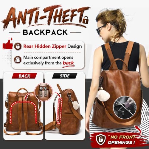 Image of CHERUTY Women Backpack Purse PU Leather Anti-theft Casual Shoulder Bag Fashion Ladies Satchel Bags