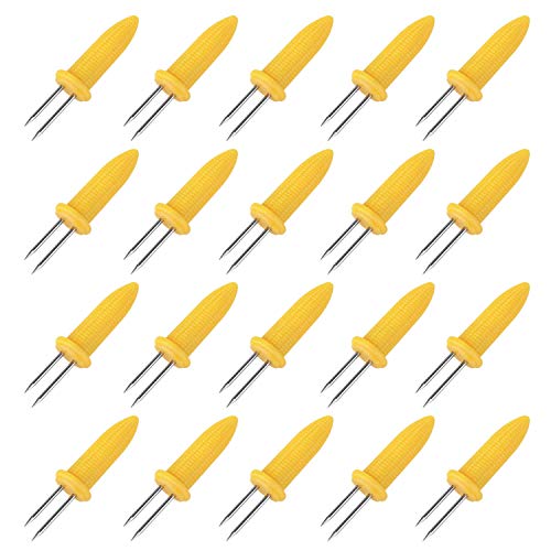 Easytle 20 Pieces Stainless Steel Corn Holders Corn on The Cob Skewers