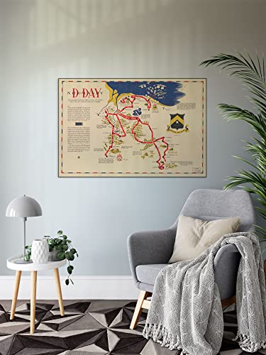 Vintage Photograph Of Normandy D-Day Ww2 Map Print, 1994 World War 2 Wall Art D-Day Military Decor Gifts - Historical Poster And Art Prints War Military American History (16X24) #TOP4